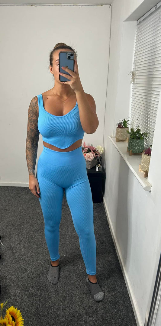 Giselle Zara inspired cropped long length 2 piece gym wear