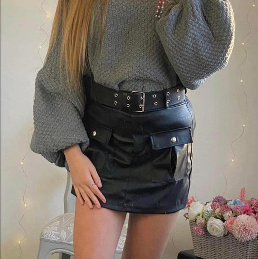 Sasha faux leather skort