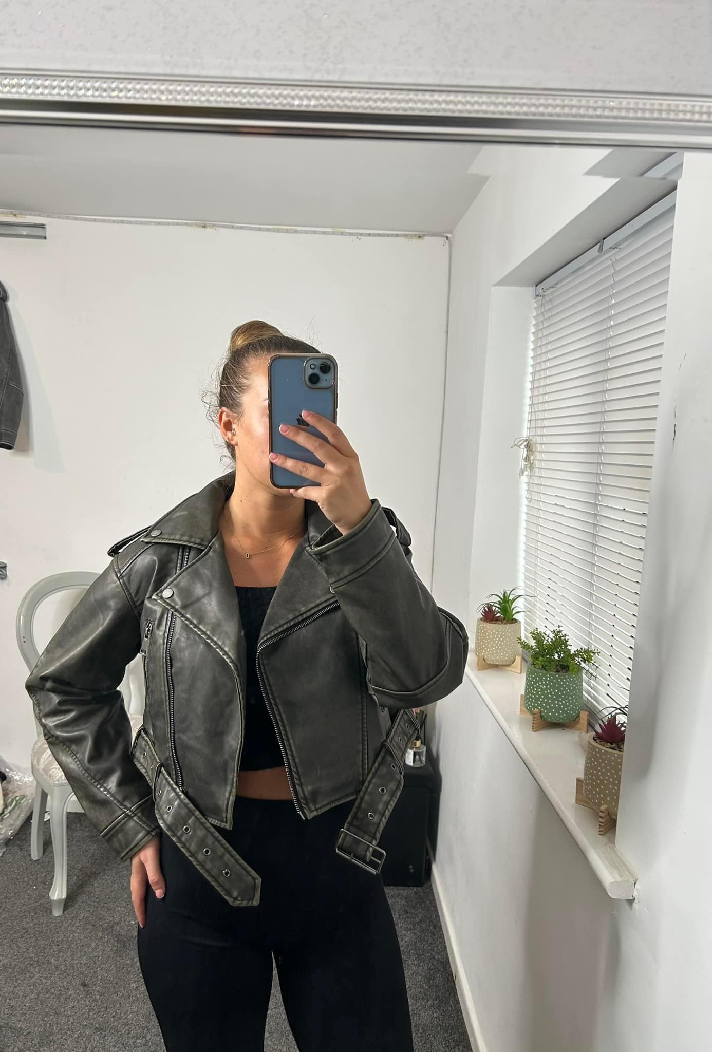 Jaylah Zara inspired Faux leather biker jacket