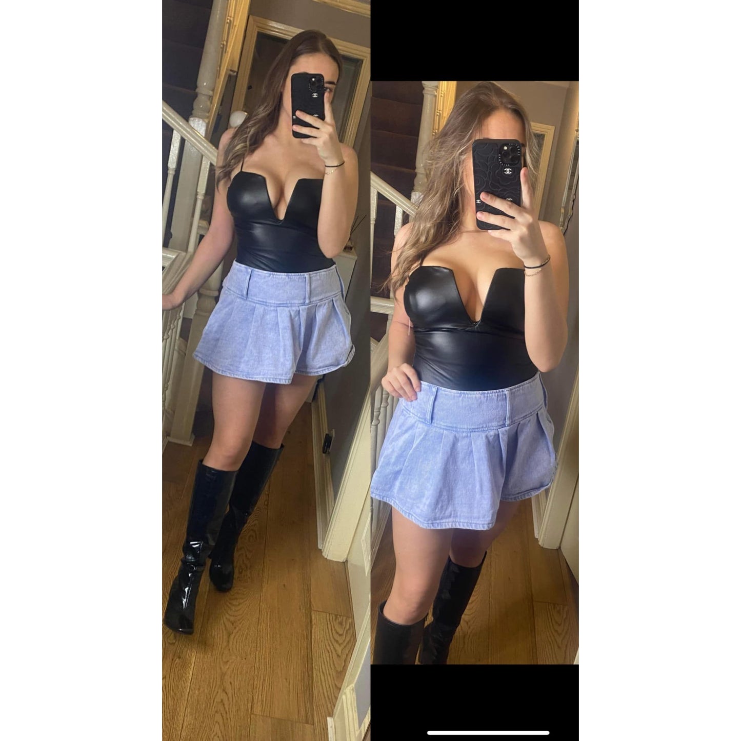 Bella faux leather bodysuit os