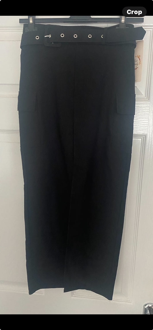 Margot straight black front split skirt